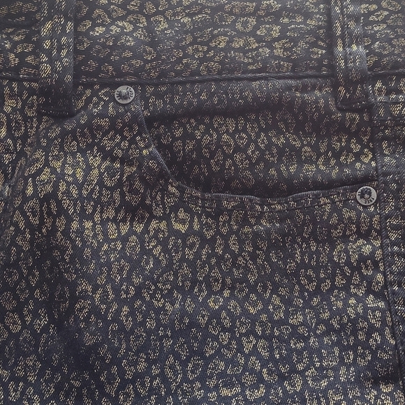 Free People Black and Gold Leopard Cheetah Skinny Jeans - Picture 8 of 9